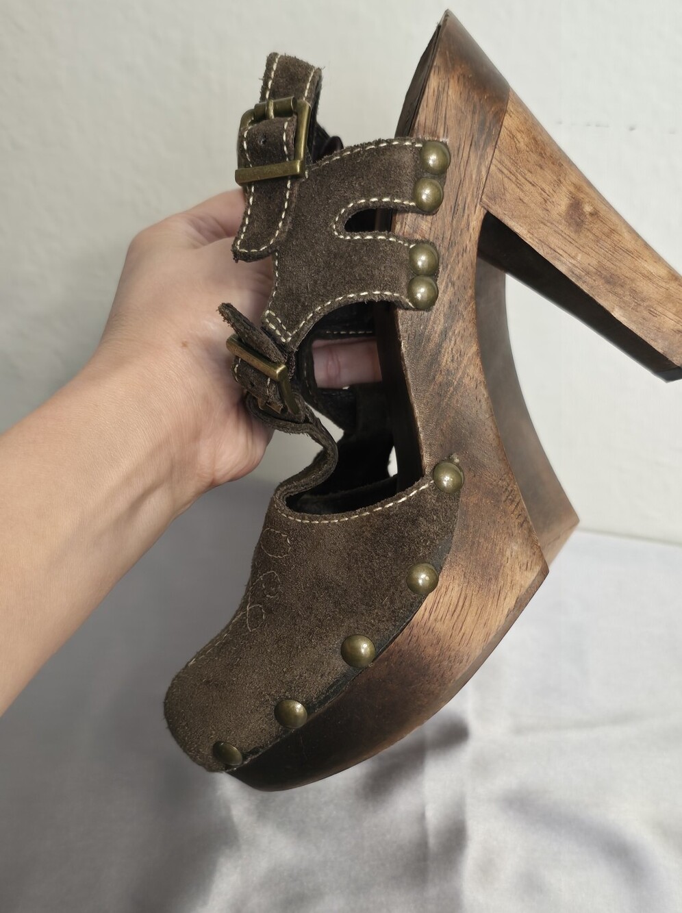 Michael Kors Brown Suede Buckle Clog Heels - Women's - Picture 10 of 12